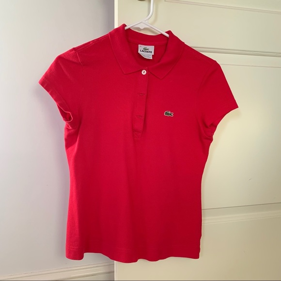 Red Short Sleeved Lacoste Polo - Picture 2 of 2